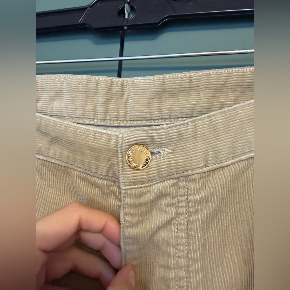 LV Louis Vuitton Pants Beige Gold Tone Buttons Men Corduroy Cotton 50 US 40 - Picture 4 of 13